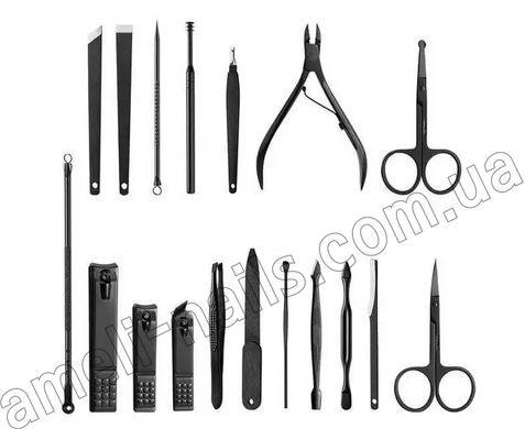 Манікюрно-педикюрний набір 18 предметів тип А (набір для нігтів сталекс, інструменти для манікюру та педикюру)