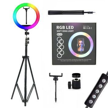 Кільцева LED-лампа для фото, селфі RGB MJ-30 + Штатив