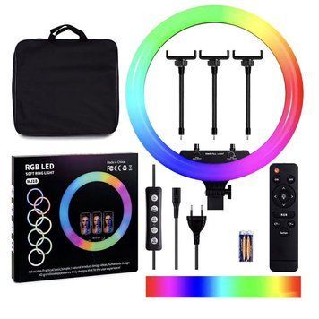 Кільцева LED лампа для фото, селфі RGB MJ-18 (436 діодів) 45 см з сумкою