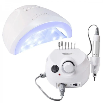 Стартовый набор для маникюра с оборудованием: LED/UV лампа 48 Вт + фрезер DM-202 45 000 об/мин 65 Вт