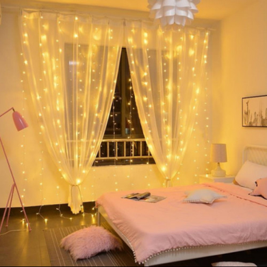 Гирлянда-штора светодиодная 280 LED, 3x3м 220 В (теплый свет)