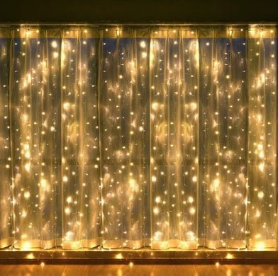 Гирлянда-штора светодиодная 280 LED, 3x3м 220 В (теплый свет)