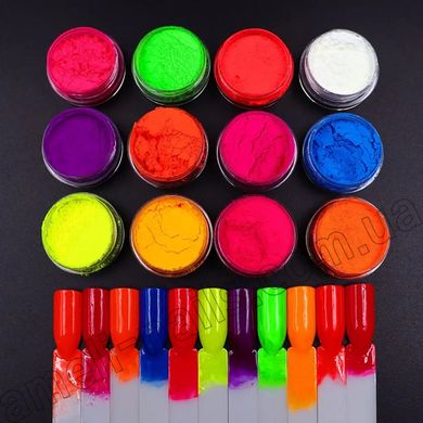 Набір кольорових пігментів для дизайну нігтів, 12 шт (№ LB-004)
