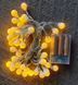 Гирлянда шарики 40 LED на батарейках, 6 м (теплый желтый свет)