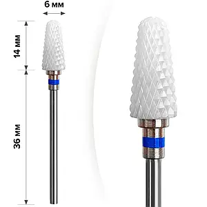 Фреза керамическая для маникюра, насадка для фрезера "Зонтик" синяя премиум