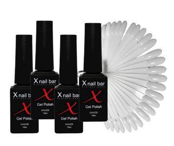 Набір гель-лаків для нігтів, для манікюру X Nail Bar Professional&nbsp;10 мл 4 шт. + типси
