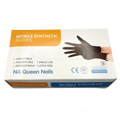 Нитриловые перчатки NA Queen Nails, 100 шт (перчатки черные, перчатки медицинские, перчатки для маникюра)