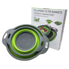 Друшлаг силиконовый складной Fissman Collapsible filter baskets большой + маленький, 2 в 1