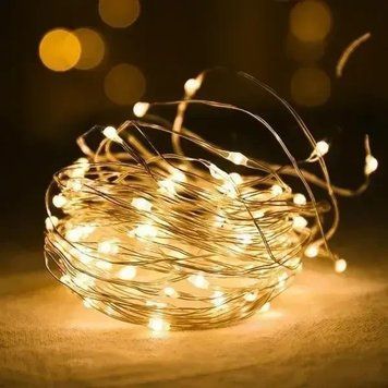 Гірлянда роса срібний дріт 500 LED на USB, 50 м з пультом д/к (тепле світло)