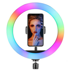 Светодиодная кольцевая лампа для фото, селфи RGB MJ-26см от USB с держателем для телефона