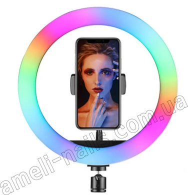 Світлодіодна кільцева лампа для фото, селфі RGB MJ-26см від USB для фото з тримачем для телефону