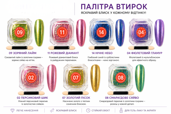 Дзеркальна пудра для нігтів (втирка для манікюру) Xnail Bar Professional