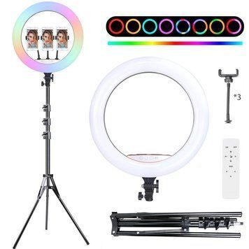 Кільцева LED лампа для фото, селфі з тримачем для телефону MJ-18 mini 45 см + штатив