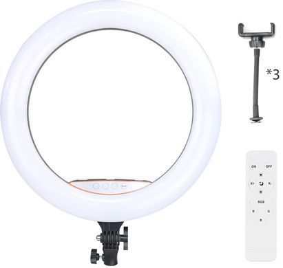 Кольцевая LED лампа для фото, селфи с держателем телефона MJ-18 mini 45 см + штатив