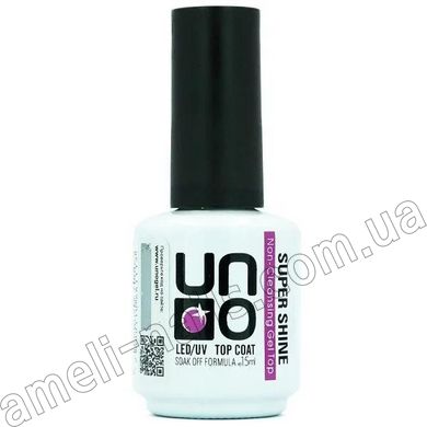 Топ без липкого слоя для ногтей, для гель-лака UNO Super Shine Top Coat 15ml (топовое покрытие)