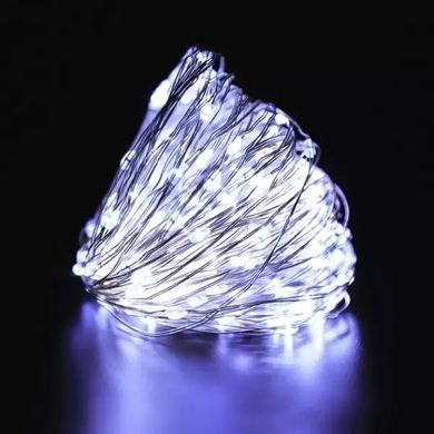 Гірлянда роса срібний дріт 400 LED на USB, 40 м з пультом д/к (біле світло)