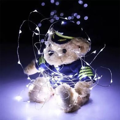 Гирлянда роса серебряная проволока 200 LED на USB, 20 м с пультом д/у (белый свет)