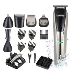 Набір для стрижки волосся, бороди, носа, машинка-тример з насадками VGR V-029