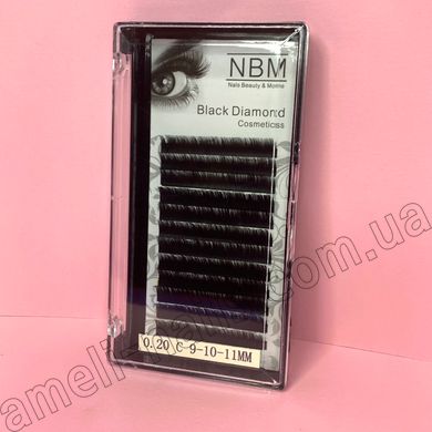 Вії для нарощування NBM, форма С, товщина 0.2 мм, довжина мікс 9-10-11 мм