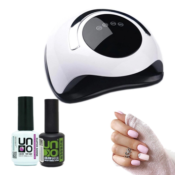Стартовый маникюрный набор для начинающих: Лампа для маникюра LED+UV VQ-5Т 120 Вт, база и топ для маникюра