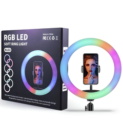 Світлодіодна кільцева лампа для фото, селфі RGB RL-13 від USB LED/Лед, Selfie) MJ-33 з тримачем для телефону