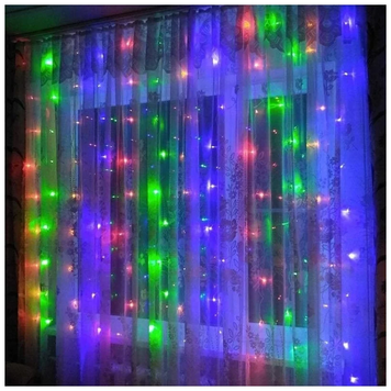 Гірлянда світлодіодна новорічна на вікно 240 LED 2x1.5 м (багатокольорова)