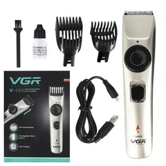 Бездротова машинка для стрижки волосся з насадками VGR V-031 з регулюванням довжини (тример для бороди)