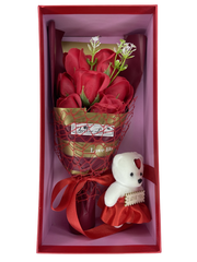 Набор подарочный мыло ароматизированное "Красные розы тип 1" (набор мыла, цветы из мыла) красный