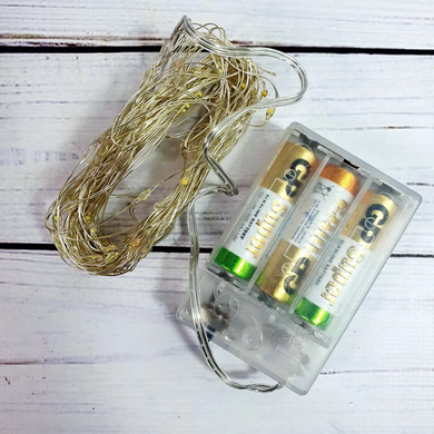 LED Гірлянда декоративна світлодіодна на батарейках 3 м (тепле світло жовте)