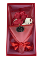 Набор подарочный мыло ароматизированное "Красные розы с Мишкой" (набор мыла, цветы из мыла)