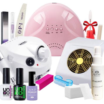 Стартовый набор для маникюра с LED/UV лампой, фрезером Nail Polisher DM-202 и вытяжкой 858-2А для покрытия гель-лаком