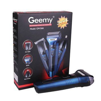 Бритва-триммер аккумуляторная для бороды, волос и носа Geemy GM-566 (машинка для стрижки)