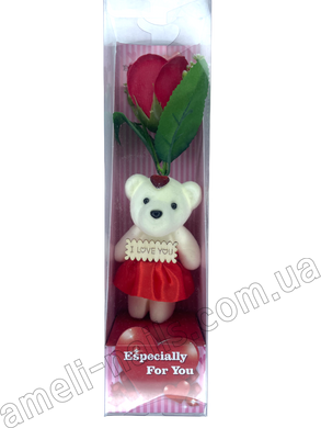 Набір подарунковий мило ароматизоване "Ведмедик з трояндою" (Мило для тіла та рук, Мило фігурка)