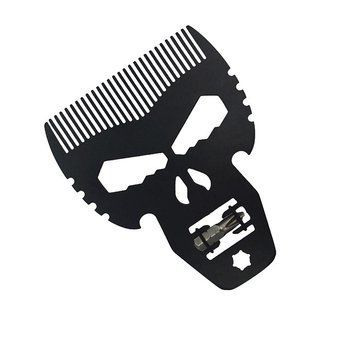 Гребінець металевий для розчісування бороди "Череп Barber"