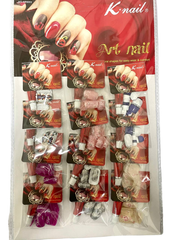 Накладні нігті K·Nail кольорові з малюнком, упаковка 12 штук (арт. KP8003, нігті з клеєм для нігтів)
