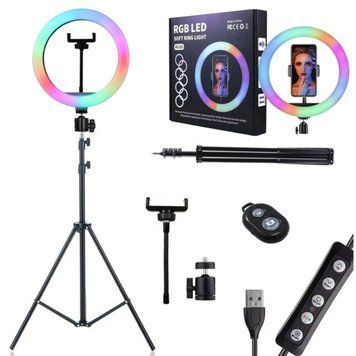 Кільцева лампа RGB MJ-26 USB зі штативом + Bluetooth пульт для селфі XoKo RC-100