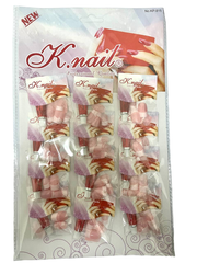 Накладні нігті K·Nail кольорові з малюнком, упаковка 12 штук (арт. KP815, нігті з клеєм для нігтів)