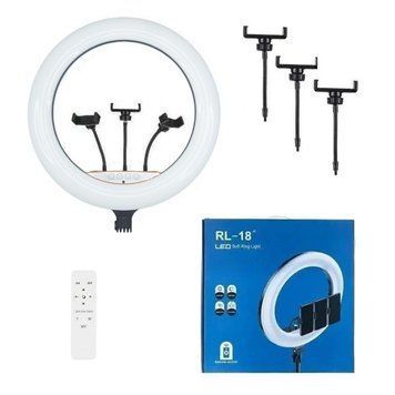 Кільцева LED лампа для фото, селфі з тримачем для телефону RL-18 mini, 45 см