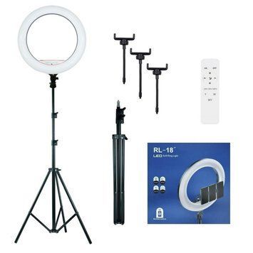 Кільцева LED лампа для фото, селфі з тримачем для телефону RL-18 mini, 45 см + штатив