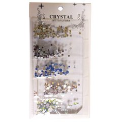Стразы для ногтей, для маникюра "Восьмигранник" разнораземерные 5 цветов Crystal (№ LB-012)