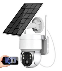 Камера видеонаблюдения водонепроницаемая поворотная W06 App ICSEE 6 mp, IP Wi-Fi + солнечная панель