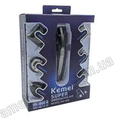 Набір 11 в 1 для стрижки волосся голови, вусів, бороди Kemei KM-600 5 Вт із підставкою (машинка для стрижки, тример)