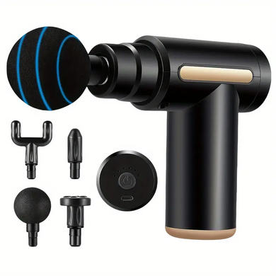 Масажер ручний ударний для тіла Mini Massager Gun (4 насадки), Чорний