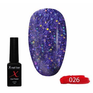 Гель-лак для нігтів, для манікюру X Nail Bar Professional 10ml №026
